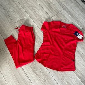 Brand new jogger scrub set- cherry red